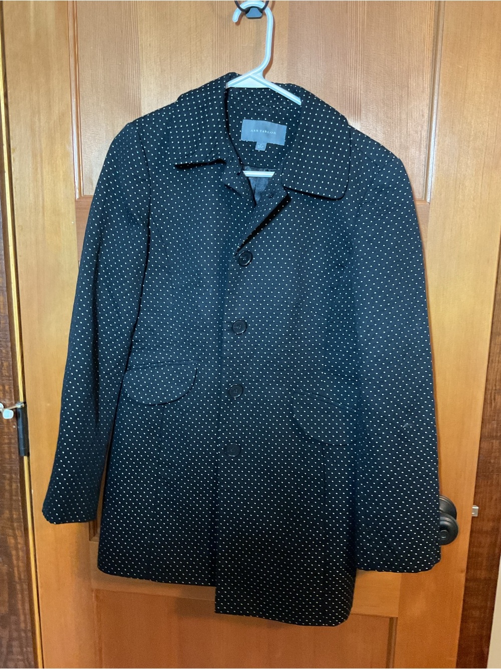 Ann Taylor Black Polka Dot Men's Pea Coat